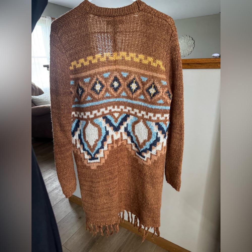 Natural Reflections Cozy Brown Patterned Long Car… - image 2